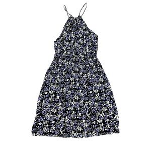 Forever 21 Black and Purple Floral Halter Dress Size S